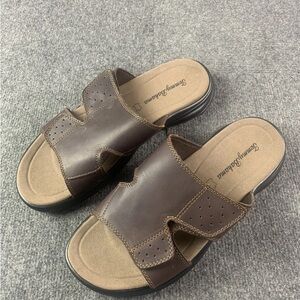 Tommy Bahama Mens Leather Slide On Sandals Size 11 Brown NWOT